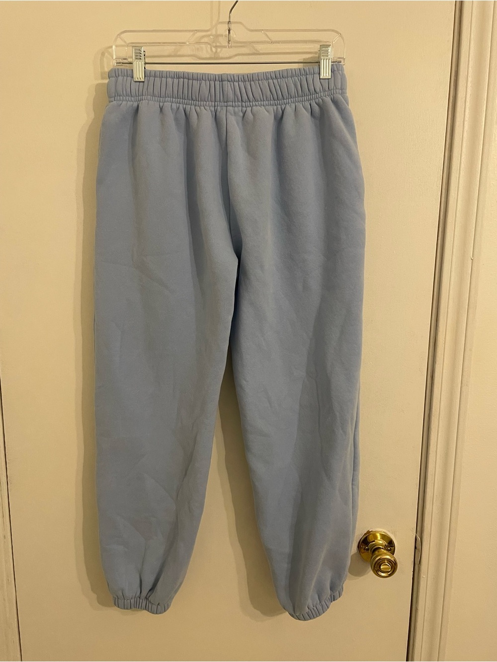 Light Blue Fleece Joggers with Elastic Waistband - Picture 4 of 4